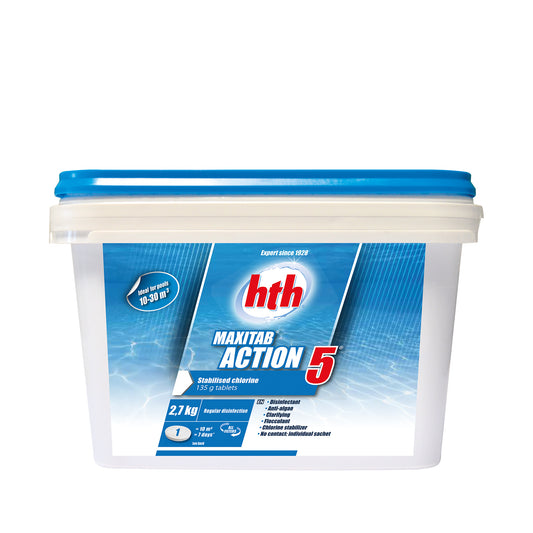HTH Maxitab 135g Action 5 Chlorine Tablets 2.7kg